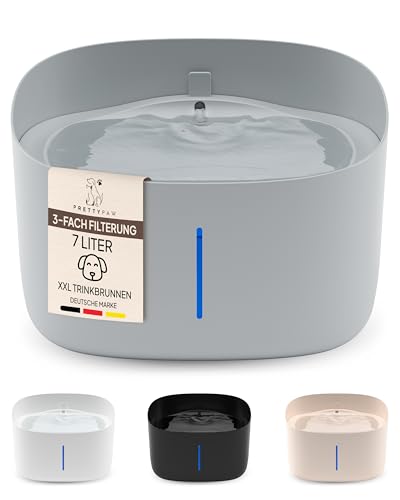 Pretty PAW® Trinkbrunnen für Hunde I Super leiser Hunde Trinkbrunnen mit 7 Liter Wassertank I BPA-freier Hundebrunnen mit Filter & LED I Leicht zu reinigender Dog Wasserspender