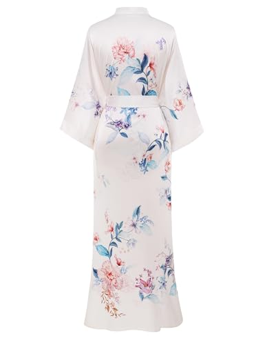 Image of PRODESIGN Kimono Robe for Women - Long Satin Sleepwear Silky Kimono Cover-Up Nightgown Japanese Bathrobe Loungewear Blouse