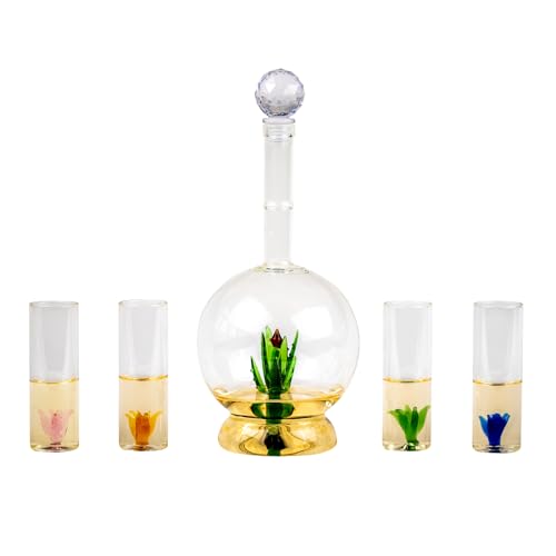 The Wine Savant Tequila Aloe Decanter With Agave Plant Set - Four Shot Glasses & 750Ml Decanter thumb #2