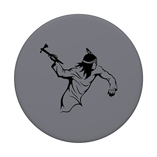 Native American Indian Warrior Tomahawk Southwest PopSockets Swappable PopGrip, Black - Image 3