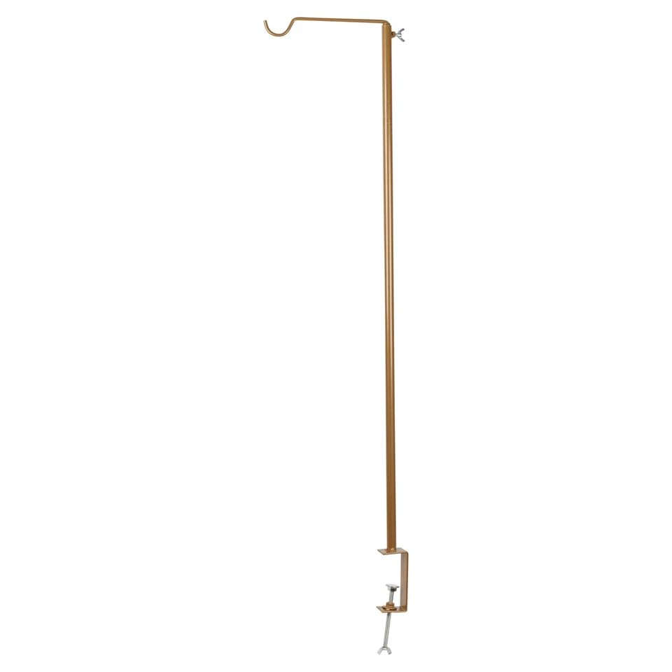 URBNLIVING Gold Metal Table Clamp Pole Hook – Adjustable Garden Lantern Hanger Stand for Outdoor, Patio, Party Decorations, Plant Hanger, Bird Feeder Rod (Set Of 1)