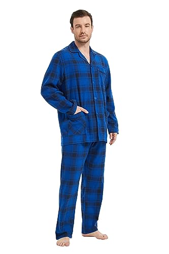 Men's 100% Cotton Flannel Pajama Set Yarn Dyed Cozy Bottom with Pockets Drawstring waistband Winter PJs for Men4