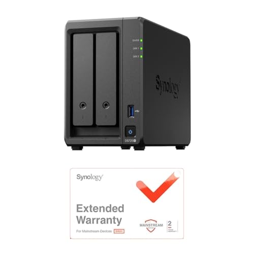 Synology NASキット 2ベイ DS725+ /EW2【延長保証ライセンス付】【ガイドブック付】 RyzenCPU搭載 4GBメモリ搭載 2.5GbE-NIC スタンダードユーザー向け 国内正規代理店フィールドレイク取扱品 電話サポート対応品 Di