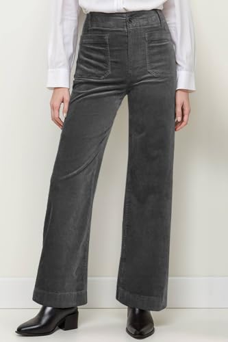 Corduroy Pants Women Elastic Waist Womens Bell Bottoms Flare Business Casual Trousers for Woman Dark Gray2