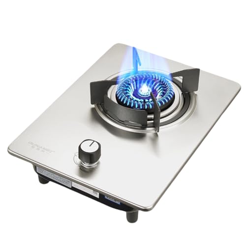 Quxxuolガスストーブ ストーブのタイミングを計ることができるガスストーブ シングルストーブ 激しい火災 家庭用液化天然ガス 一回式ストーブ ステンレス鋼 デスクトップ液化ガスストーブ 埋め込み天然ガスストーブ (標準回転火災モデル - ステンレス鋼パ