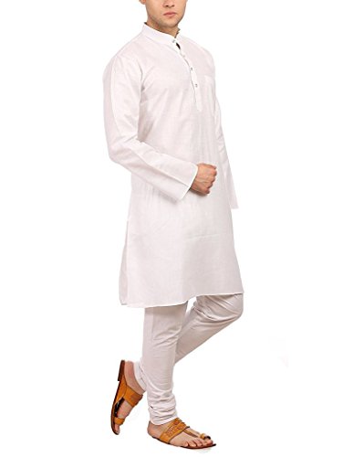 Kurta blanco de lino cómodo para hombre traje tradicional churidar 40 2