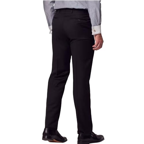 Men's Flat-Front Dress Pants with Hidden Expandable Waistband, Wrinkle-Free Stretch Suit Slacks for Men – Classic Fit3