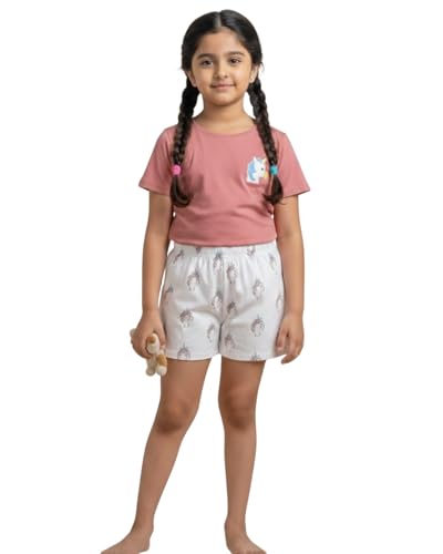 Image of Pure Cotton Half Sleeves Paw Printed T-Shirt & Shorts Set Grey