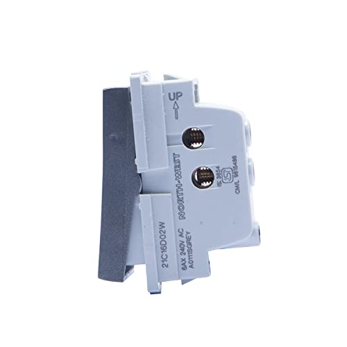 Image of Wipro Northwest Nowa 6A One Way Switch with Indicator, Silver Grey (pack of 20)