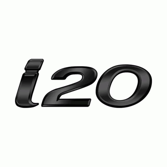 Emblema Adhesivo i20, Emblema i20, Insignia i20, Insignia Adhesiva i20, Apto para Maletero, Compatible con Hyundai, Aleación de Zinc, 105 mm x 40 mm, Negro Brillante