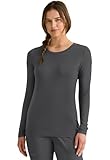 Healing Hands Women's Underscrub Soft Knit Melissa Longsleeve Scrub Tee with Breathable & Easy Care Fabric Plus Size 5047, 2XL, Charcoal