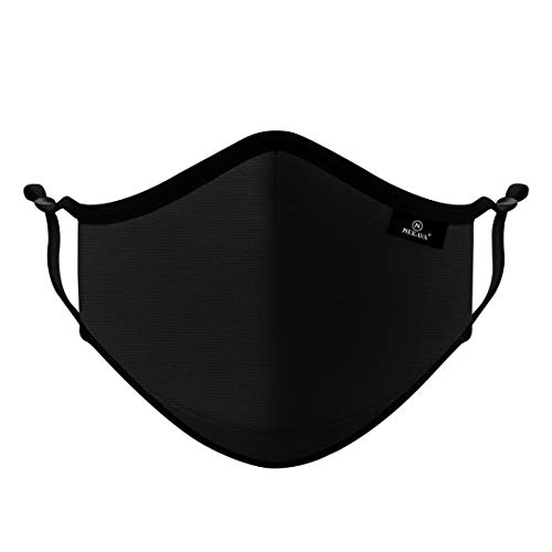 Premium Mund und Nasenschutz schwarz mit Nasenbügel und verstellbare Bänder. Mundschutz Maske aus Baumwolle, waschbar und langlebige Gesichtsmaske