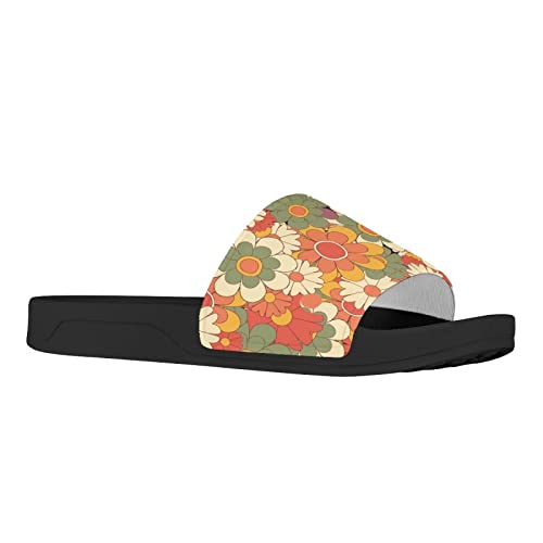 Coloranimal Retro Sunflower Women's Slide Sandals with Slip on Breathable Lightweight House Slippers Size US5-US134