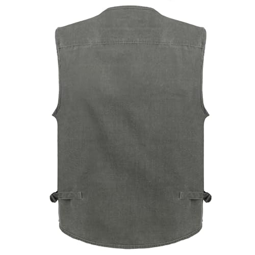 Image of Men's Stone Washed Denim Multi-pocketed Fishing Work Outerwear Vest
