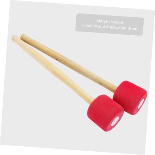 Baqueta para bombo ibasenice, 1 unidad, mango de madera, cabeza acolchada de caucho para notas graves reforzadas, color rojo miniatura 5