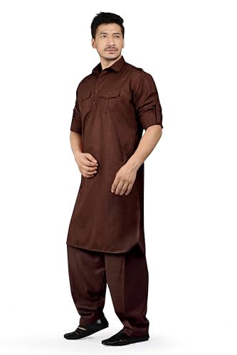 Image of K-ROYALS Men's Cotton Blend Pathani Kurta Pyjama Suit