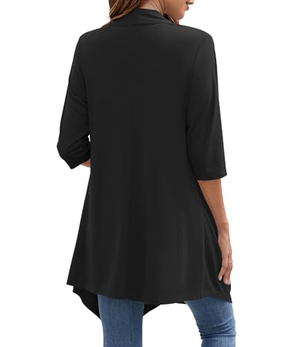 KUOTAI Womens Open Front Cardigan Casual Loose 3/4 Sleeve Lightweight Soft Drape Cardigans Sweaters Duster4