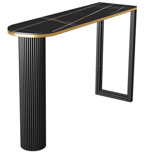 Mesa de mármol para Cocina, Mesa de Bar para Patio de 105 cm y Estructura metálica Reforzada para 2-6 Personas, Ideal para Espacios pequeños, comedores, Salones y cafeterías