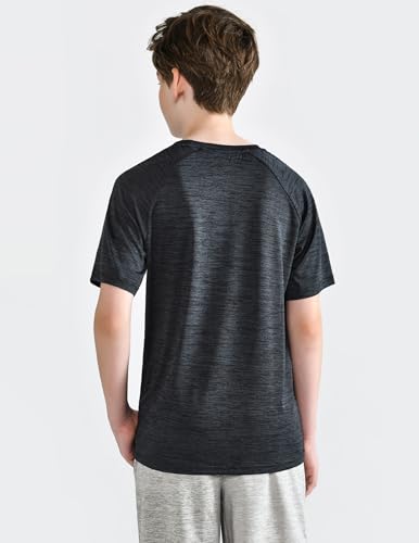 Image of 5 Pack Youth Boys Athletic Dry Fit T Shirts | Lightweight Short Sleeve Tees, Comfy Stretch, Regular Fit, for Teen Kids, Running Soccer Back to School