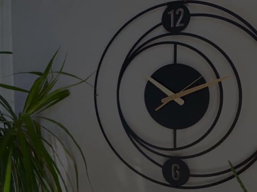 Image of Wall Clock Stylish Metal Analog Wall Clock for Living Room, Bedroom, Office, Kitchen, Home and Hall | Antique Fancy Big Size Modern Wall Watch (Black(DA-189), 60 CM)