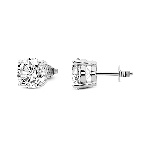 IGI Certified Lab Grown Diamond Solitaire Stud Earrings | 1/2 Ct - 6 Ct Round Shape Push Back 4 Prong Settings 14K Gold Or Platinum | EF - Color, VS - Clarity | Friendly Diamonds