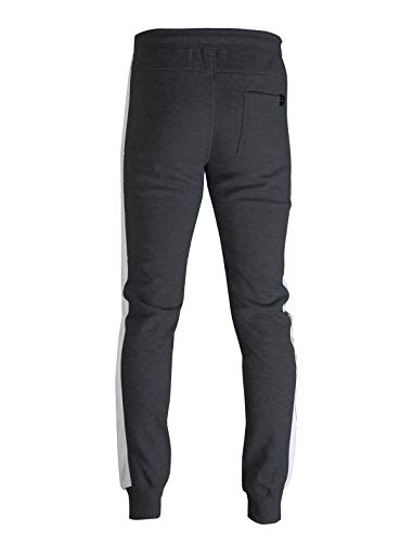 Image of Screenshot SPORTS-A4053 Mens Premium Slim French Terry Spandex Fleece Pants - Athletic Jogger Fitness Workout Gym Zipper Pockets