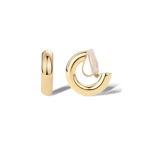 FAN&LOUIS Gold Clip On Hoop Earrings,Gold Silver Chunky Gold Small Open Hoops Clip-On Earrings for Women Trendy Non-Pierced Ears Lightweight Teen 2025