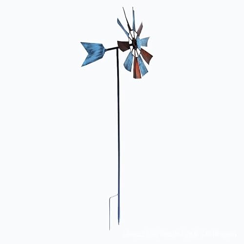 Windspiel für den Garten, Kinetisches Windrad, wendbar, zweifache Richtung, 360 Grad drehbar, antikes Stahl-Metall-Finish, doppelte Windskulptur, kinetische Windmühle für Garten, Hof, Terrasse Cover