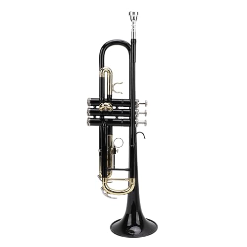 Beginner Trumpete Kit, Bronze Material Double Support BB BB Trumpete Instrument for Daily Reproduction Practice (Black Gold)