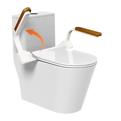 JumboTIGER Toilet Safety Rails,Heavy Duty Toilet Safety Frame with Foldable Wooden Handles,Toilet Assist Support Rails with Arms for Seniors Elderly Handicap Pregnant(Wooden Handles)