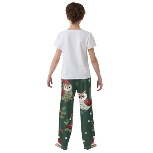Owl Spruce Branches Boys Long Pants Soft Trousers Elastic Waist Kids Lounge Bottoms with Pockets S-XL3