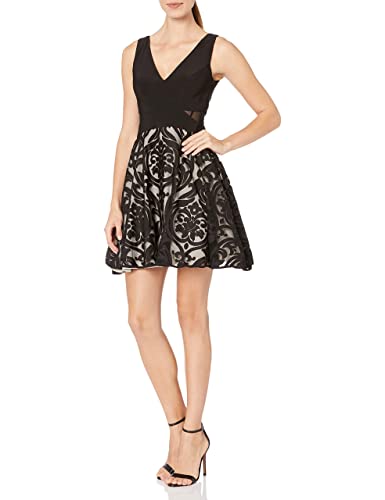 Xscape Women's Short Flocked Party Skirt with Ity Top
