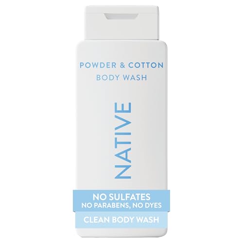 Image of Native Body Wash Contains Naturally Derived Ingredients | For Women & Men, Sulfate, Paraben, & Dye Free Leaving Skin Soft and Hydrated |Powder & Cotton 18 oz