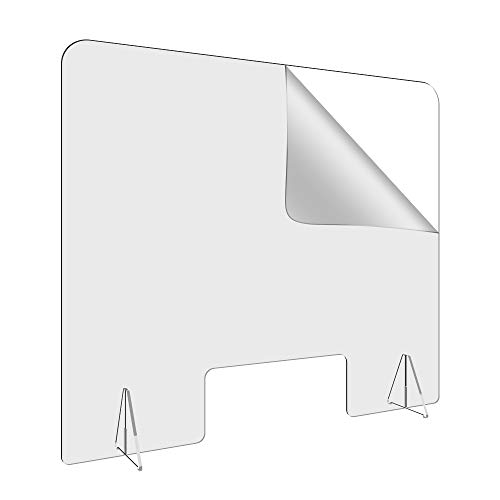 36W-32H Sneeze Guard ShieldLarge Plexiglass Barrier Shield for Counter and Desk Crystal Clear Acrylic Shield with 6 Tall Opening for Business Cashier and Restaurants