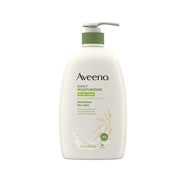 Aveeno Daily Moisturizing Body Wash with Soothing Oat Creamy Shower Gel (Soap Free and Dye Free/Light Fragrance), 33 Fl Oz