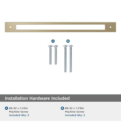 Image of Amerock Medora 12-5 /8 inch Golden Champagne Backplate | Decorative zinc cabinet hardware backplate designed to complement knobs and pulls while protecting cabinet surfaces