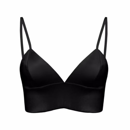SilRiver Silk Bralette Top V- Neck Satin Bra with Triangle Cups Wire-Free & Feather-Light for Women Sensitive Skin4