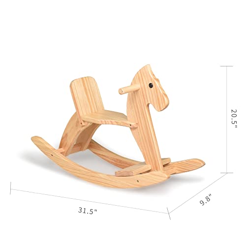 Krand Rocking Horse Wooden Ride On Toy For Kids Classic Design Rocking Horse With Pedal And Safe Backrest Fine Workmanship(Classic, Natural) #TOP5