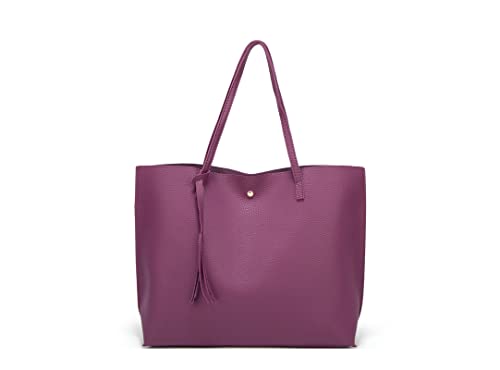 Image of Dreubea Women's Soft Faux Leather Tote Shoulder Bag from, Big Capacity Tassel Handbag