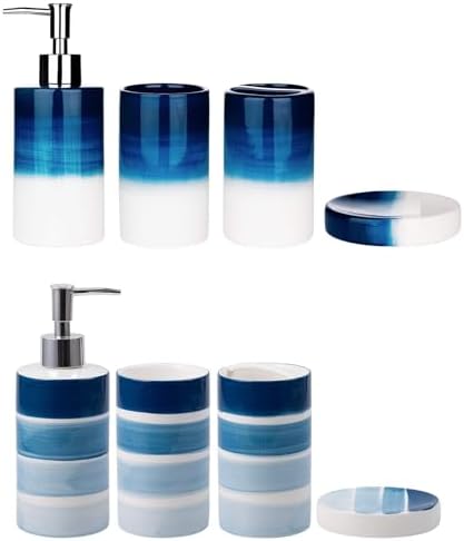 Amazon.com: Blue & White Bathroom Accessories Set - Complete Bath ...
