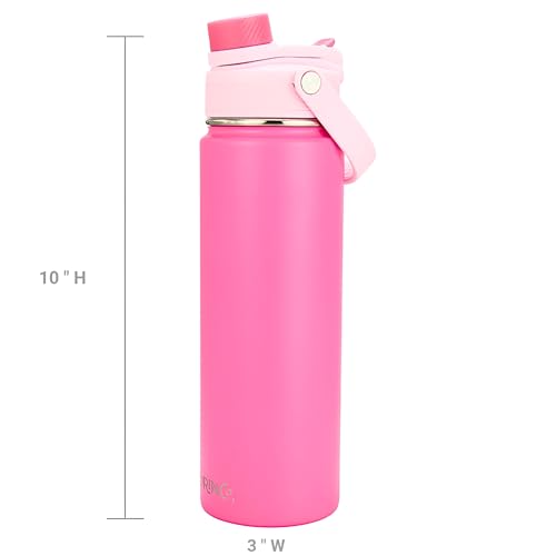 Image of Drinco Stainless Steel Water Bottle Spout Lid Vacuum Insulated Double Wall Water Bottle Wide Mouth Leak Proof Keep Cold Sport Camping Hiking (22oz Blossom Pink)