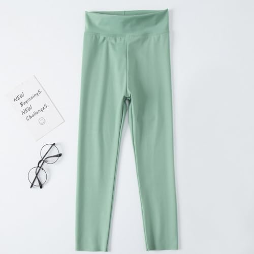 Children's Sports Warm Leggings Tights Winter Yoga Athletic High Rise Yoga Pants Elastic Sporty Funny High Waisted Joggers for Teen Girls Running Cute Scrunch Active Dance Tummy Control Green2