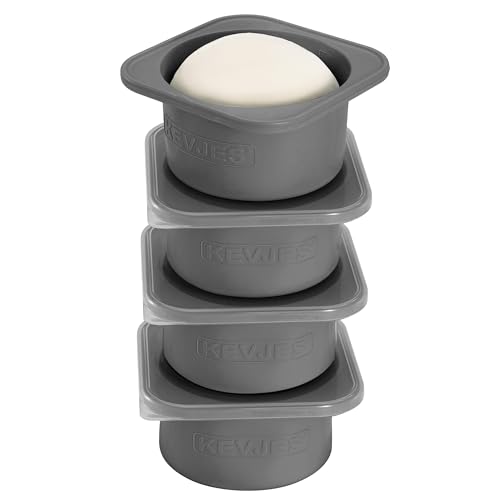 KEVJES PLUS 1000ml Pizza Dough Proofing Containers for DIY family Artisan Pizza, Food Grade Silicone Stackable Boxes with Lids, Freezer, Fridge, Dishwasher Safe,4sets (Space Gray)