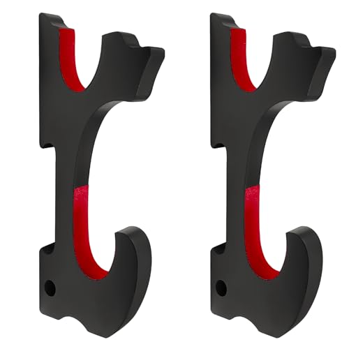 Feruchun Support Mural Katana,Support Épée Bois,Porte Sabre Mural pour Épée Factice pour Jeux de Rôle,Épée décorative (Noir 2 niveaux)