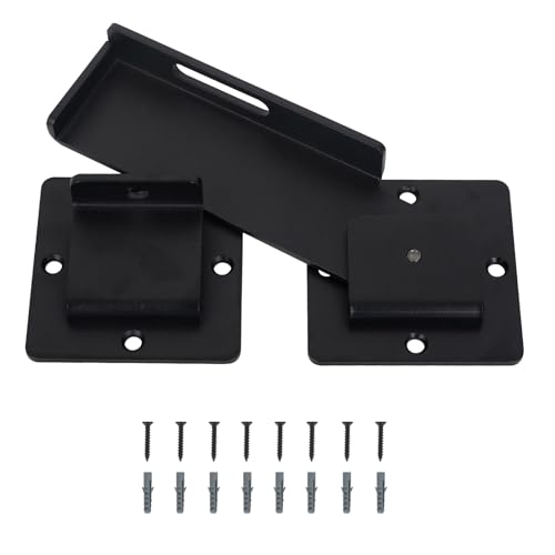 1Pack Flip Gate Latch Lock with Padlock Hole,4mm Heavy Duty Steel Adjustable Door Lock for Swing Open Door, Outdoor Gate, Wooden Fence, Barn Door, Shed, Garage, Yard