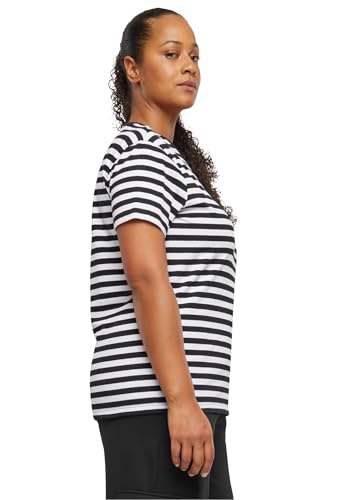 Urban Classics Camiseta de Rayas Regulares para Mujer, Negro/Blanco, L