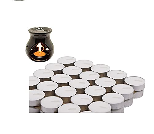 Home N Life Combo of Ceramic Clay Aroma Burner(4inch) & tealight Candles(50pcs)