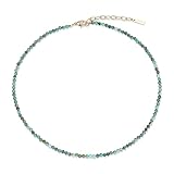 COAI Collar Mujer Turquesa Africana 3 mm, Collar Minimalista Elegante para Mujer con Cuentas de Piedra Natural y Cierre de Acero Inoxidable Chapado en Oro 18K,
