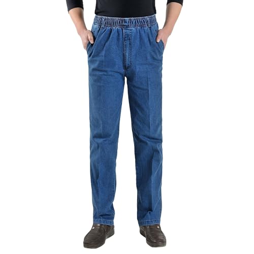 Baggy Jeans for Men Elastic Waist Jeans for Men Mens Straight Leg Jean Men's Casual Pants Work-Appropriate2