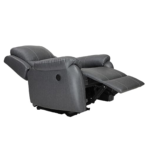 Image of Recliners India - Lite Single Seater Recliner Sofa | Power Recliner | Cushion Armrest | Living Room Recliner Sofa | 1-Year Manufacturer Warranty | Colour- Two Tone Grey